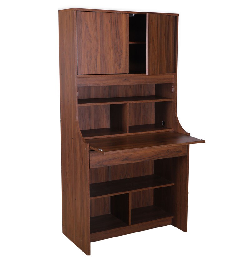 Buy Flicker Study Desk in Walnut Finish by HomeTown Online - Hutch ...