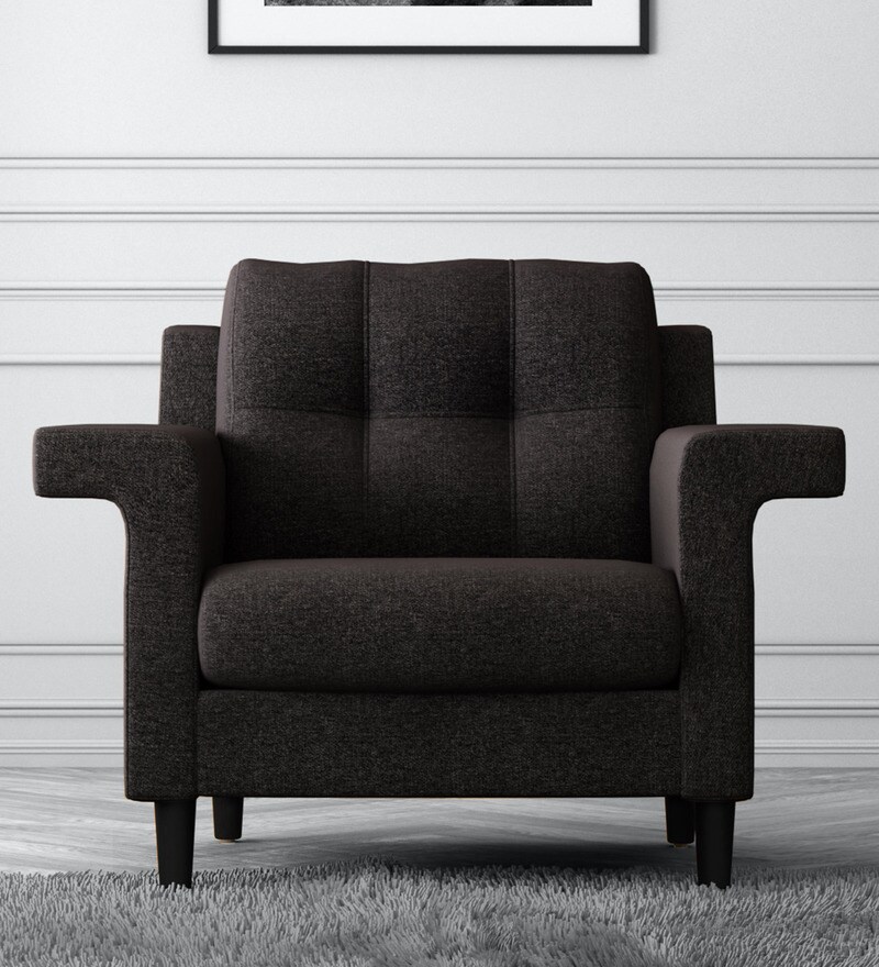Buy Flight Fabric 1 Seater Sofa in Dark Grey Colour by Godrej Interio