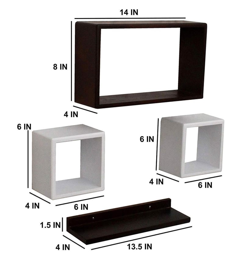 Buy Floating Wall Shelves Set of 4 in White By Home Sparkle Online