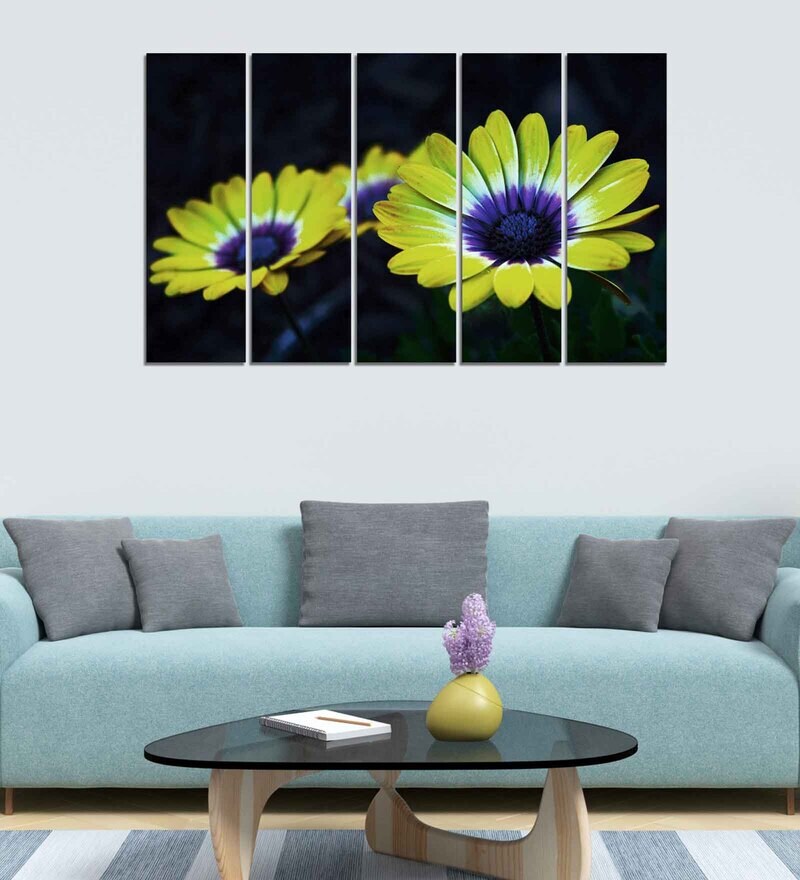 Buy Floral Art Wood Framed Velvet Laminated Art Print by Wens Online