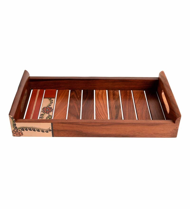Brown - Sheesham Wood Segmented Snacks Platter / Serving Tray main image 1