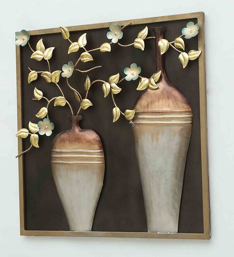 Buy Iron Framed Vases Wall Art In Multicolour By The Shining Rays