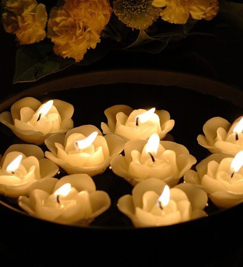 Flower Shape Floating Candles Set of 12 by Market Finds Online Candles Home Decor