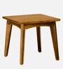 Flair Sheesham Wood Brass Inlay End Table In Rustic Teak Finish