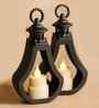Flameless  Antique Plastic Black Lanter Lamp