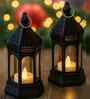 Flameless  Antique Plastic Black Lanter Lamp