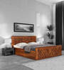 Flamingo King Size Bed with Box Storage in Teak Finish