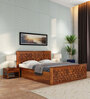 Flamingo King Size Bed with Box Storage in Teak Finish