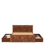 Flamingo King Size Bed with Box Storage in Teak Finish