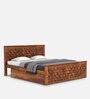 Flamingo King Size Bed with Box Storage in Teak Finish