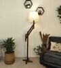 Flamingo Wooden Floor Lamp with Jute Shade & Brown Base