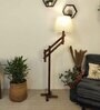 Flamingo Wooden Floor Lamp with Jute Shade & Brown Base