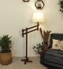 Flamingo Wooden Floor Lamp with Jute Shade & Brown Base