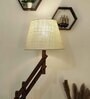 Flamingo Wooden Floor Lamp with Jute Shade & Brown Base
