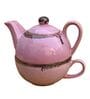 Flamingo Pink Ceramic  Tea Pot With Cup