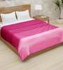Pink Polyester 400 GSM Double Bed Room Temperature Blanket