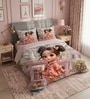 Pink 7D Digital Printed Girl Queen Size Bedsheet Sheet with 2 Matching Pillow Covers