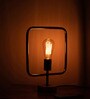 Flattened Cube Filament Shade Table Lamp With Bulb Base
