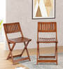 Flecto Teak Wood Folding Chair In Teak Finish (Set of 2)