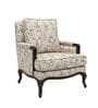Fleura Floral Motif Teak Wood Arm Chair With Suede Fabric