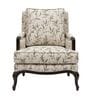 Fleura Floral Motif Teak Wood Arm Chair With Suede Fabric
