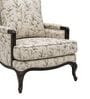 Fleura Floral Motif Teak Wood Arm Chair With Suede Fabric