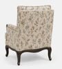 Fleura Teak Wood Arm Chair With Suede Fabric In Cream Beige Colour