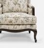 Fleura Teak Wood Arm Chair With Suede Fabric In Cream Beige Colour