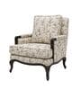 Fleura Floral Motif Teak Wood Arm Chair With Suede Fabric