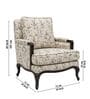 Fleura Floral Motif Teak Wood Arm Chair With Suede Fabric