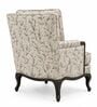 Fleura Floral Motif Teak Wood Arm Chair With Suede Fabric