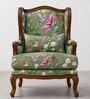 Fleura Teak Wood Lounge Chair With Suede Fabric In Green Colour Fleura Teak Wood Lounge Chair With Suede Fabric In Green Colour