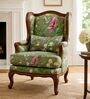 Fleura Teak Wood Lounge Chair With Suede Fabric In Green Colour Fleura Teak Wood Lounge Chair With Suede Fabric In Green Colour