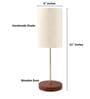 Flex Cylinder Fabric Shade Table Lamp, Brown Wooden Base Bedside & Desk Light for Bedroom, Living Room & Home Decor