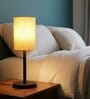 Flex Cylinder Fabric Shade Table Lamp, Minimalist Bedside Lamp with Metal Base for Bedroom, Living Room & Study