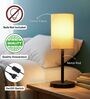 Flex Cylinder Fabric Shade Table Lamp, Minimalist Bedside Lamp with Metal Base for Bedroom, Living Room & Study