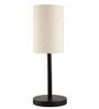 Flex Cylinder Fabric Shade Table Lamp, Minimalist Bedside Lamp with Metal Base for Bedroom, Living Room & Study