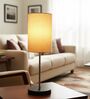 Flex Cylinder Fabric Shade with Modern Silver & Black Table Lamp for Bedroom & Living Room