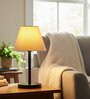 Flex Fabric Shade Table Lamp, Minimalist Bedside Lamp with Metal Base for Bedroom, Living Room & Study