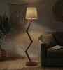 Flex Wooden Floor Lamp with Jute Shade & Brown Base