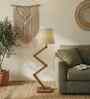 Flex Wooden Floor Lamp with Jute Shade & Brown Base