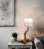 Flex Wooden Table Lamp with Jute  Shade & Brown Base