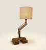 Flex Wooden Table Lamp with Jute Shade & Brown Base