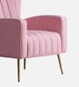 Flexed  Velvet Lounge Chair In Pink Colour