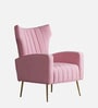 Flexed  Velvet Lounge Chair In Pink Colour