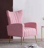 Flexed  Velvet Lounge Chair In Pink Colour