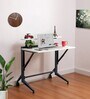 Flexi Metal Foldable Study Table in White Finish