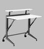 Flexi Metal Foldable Study Table in White Finish