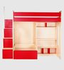 Combi Bunk Bed in Red Colour with Drawer Storage & Study Table