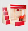 Combi Bunk Bed in Red Colour with Drawer Storage & Study Table